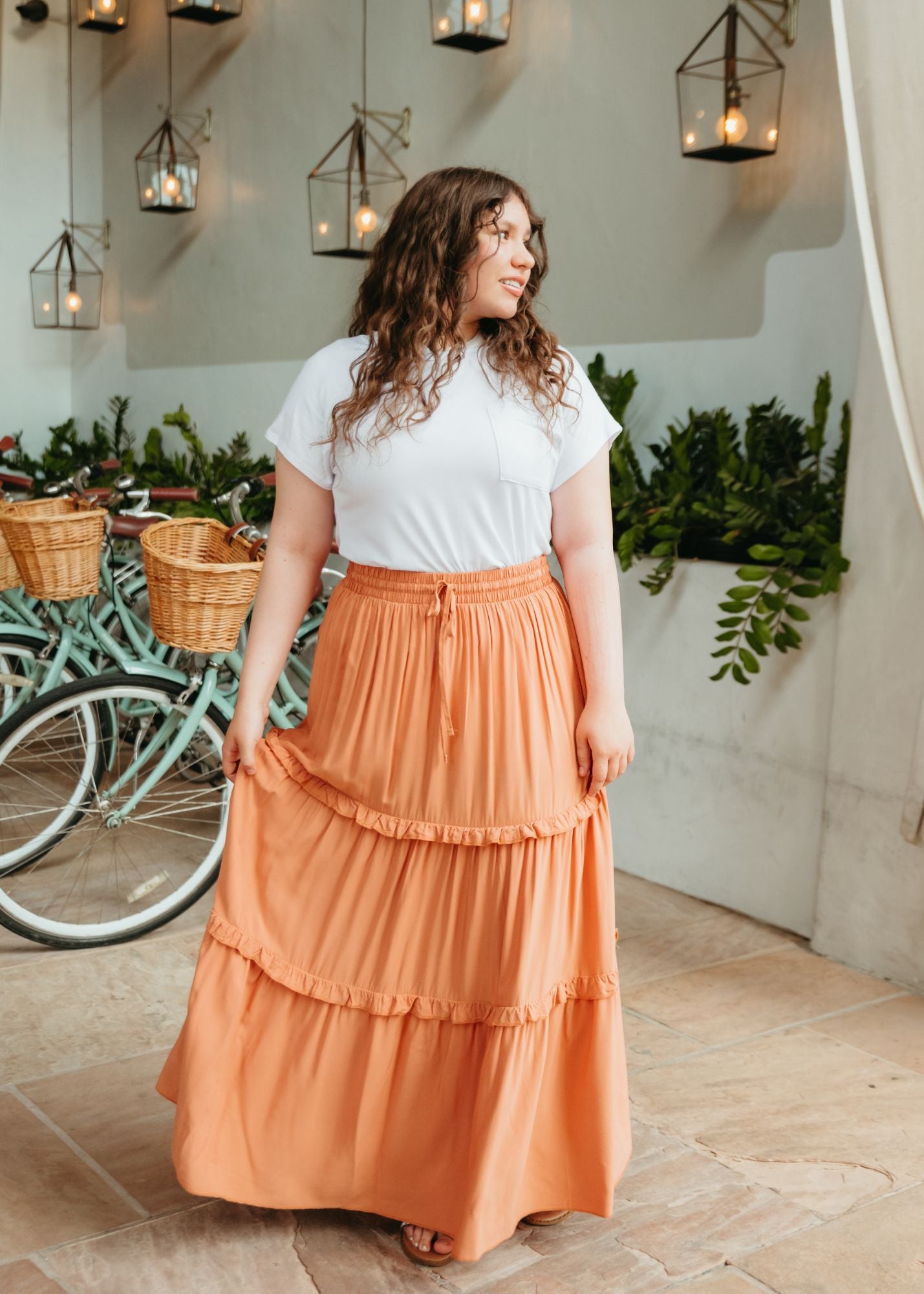 Plus size outlet maxi skirt ruffle