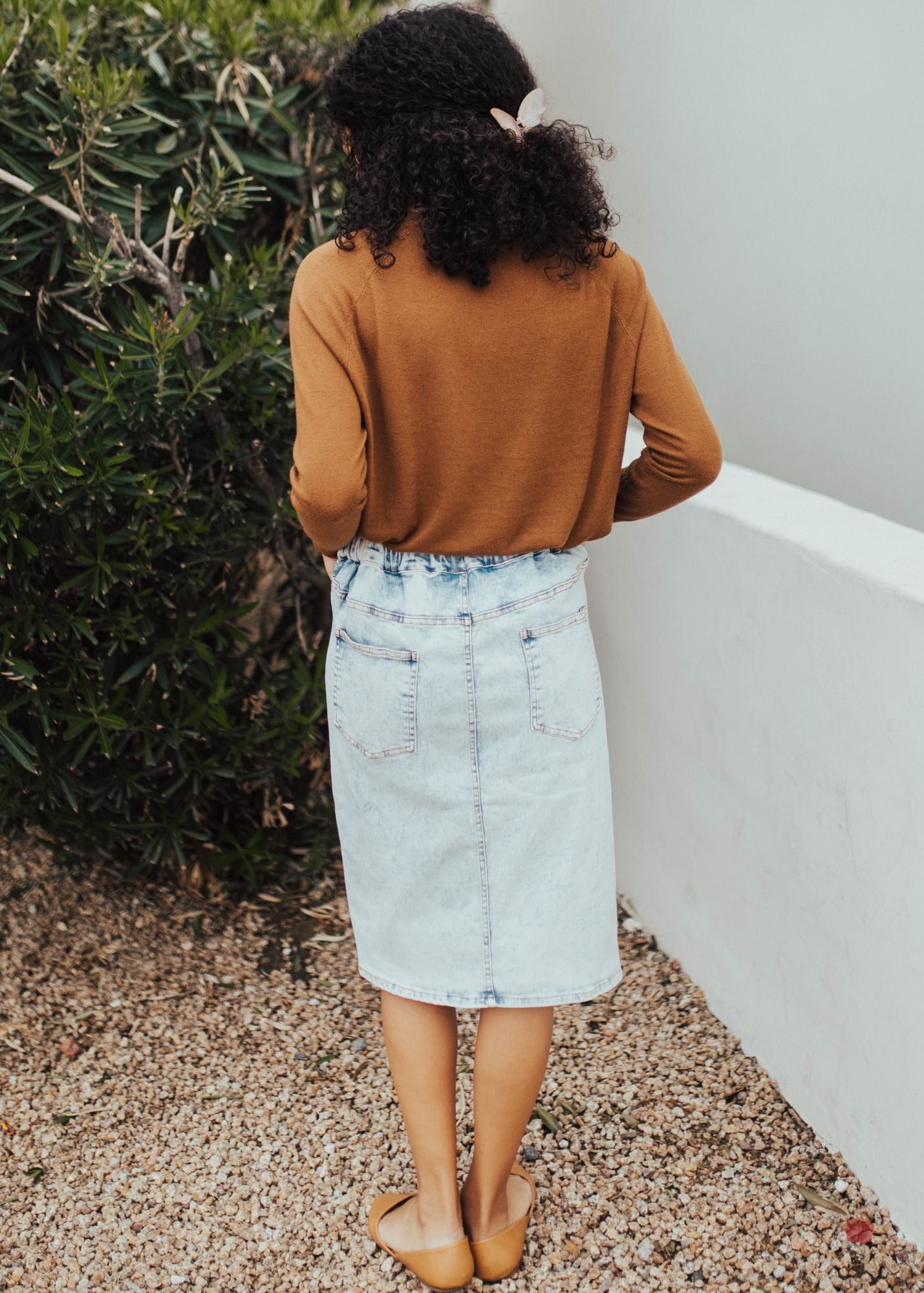 Zara button shop down denim skirt